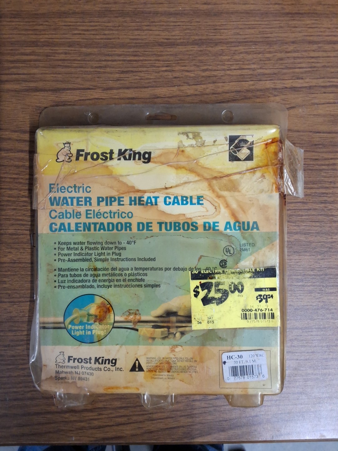 Thermwell Frost King 12′ Electric Water Pipe Heat Cable HC-12 New