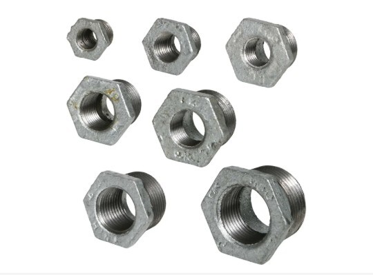 2 pcs) Various Sizes of Galvanized Hex Bushing Malleable Iron Female NPT Threads