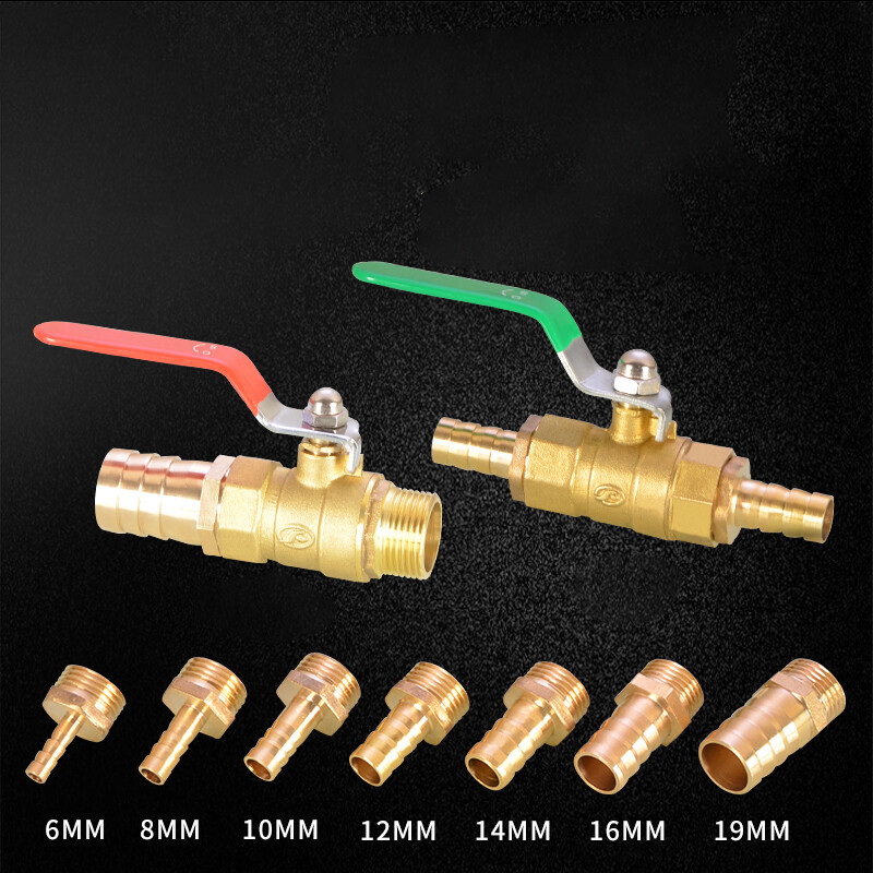 Brass Ball Valve Male Female Thread Hose Barb Water/Air Gas Fuel Line Shut-off