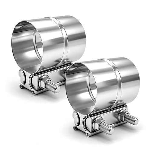 2.5″ Exhaust Clamp, 2 1/2 Lap Joint Clamp 304 Stainless Steel For 2.5″ Od To