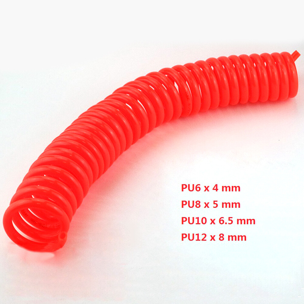 Flexible PU Recoil Coil Spring Hose Tube Orange For Compressor Air Tool