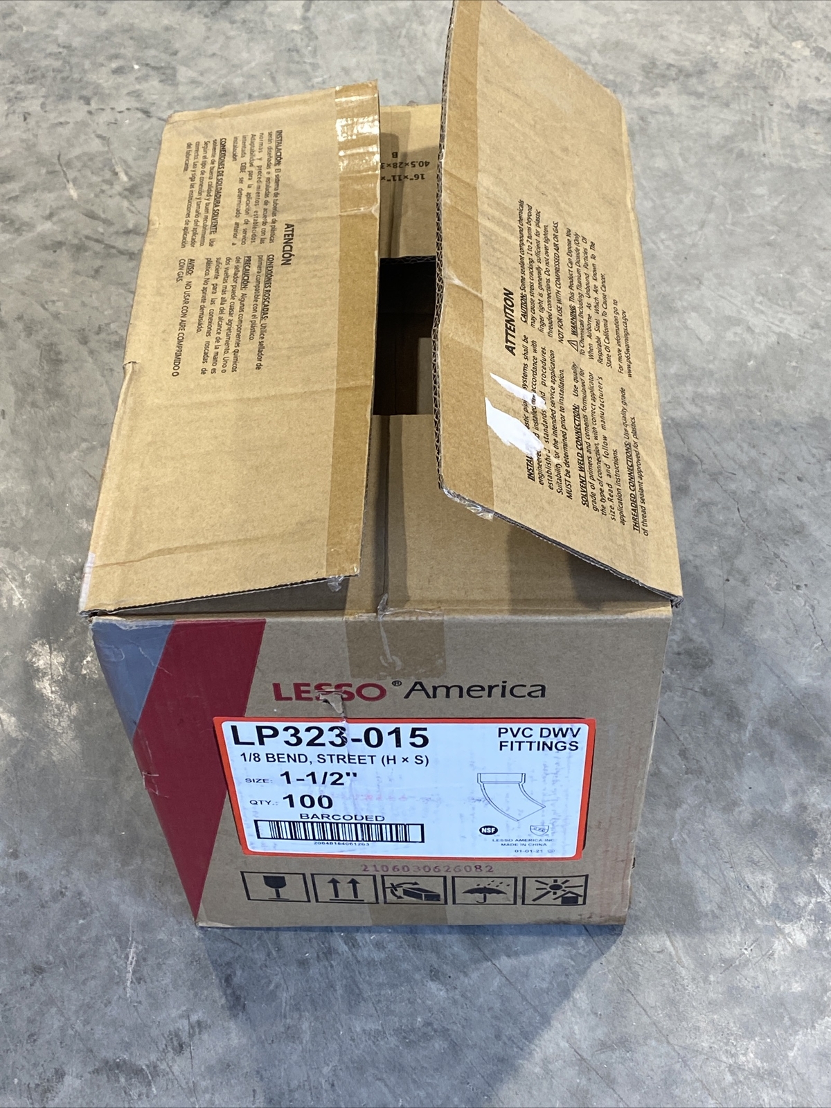 100 qty Lesso America DWV Street Elbow PVC Slip x Hub x 1-1/2″ LP323-015 New