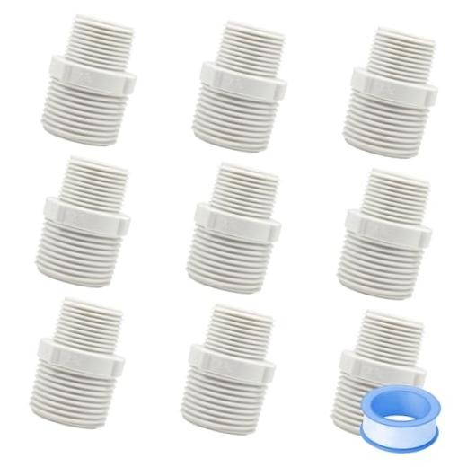 9PCS 1″ to 3/4″ PVC Pipe Fitting Hex Nipple G1 Male X G3/4 Male G1xG3/4