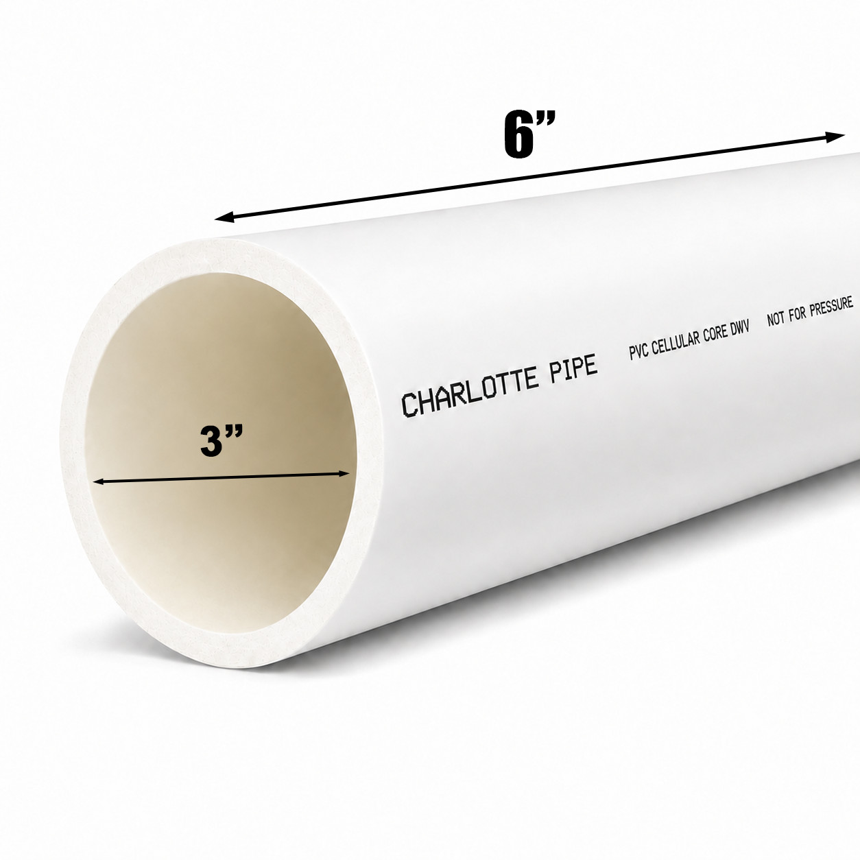 3″ Foam Core PVC Pipe | Schedule 40 DWV | Cut to Length | Drain, Waste, Vent