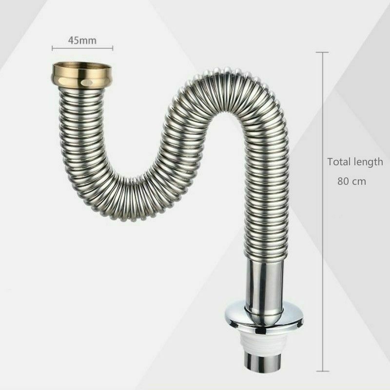 Kitchen Sink Strainer Basket Siphon Trap Pipe Stainless Steel Extension Drain
