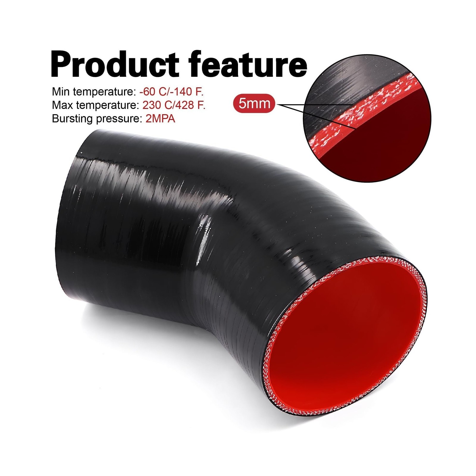 Silicone Coupler ID 4 inch(102mm) 45 Degree Elbow Hose 4-Ply Reinforced | Wal…