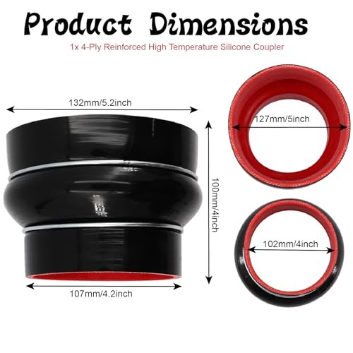 High Performance Straight Silicone Hump Coupler Reducer ID 4 to 5 Inch 4 ID4-5″