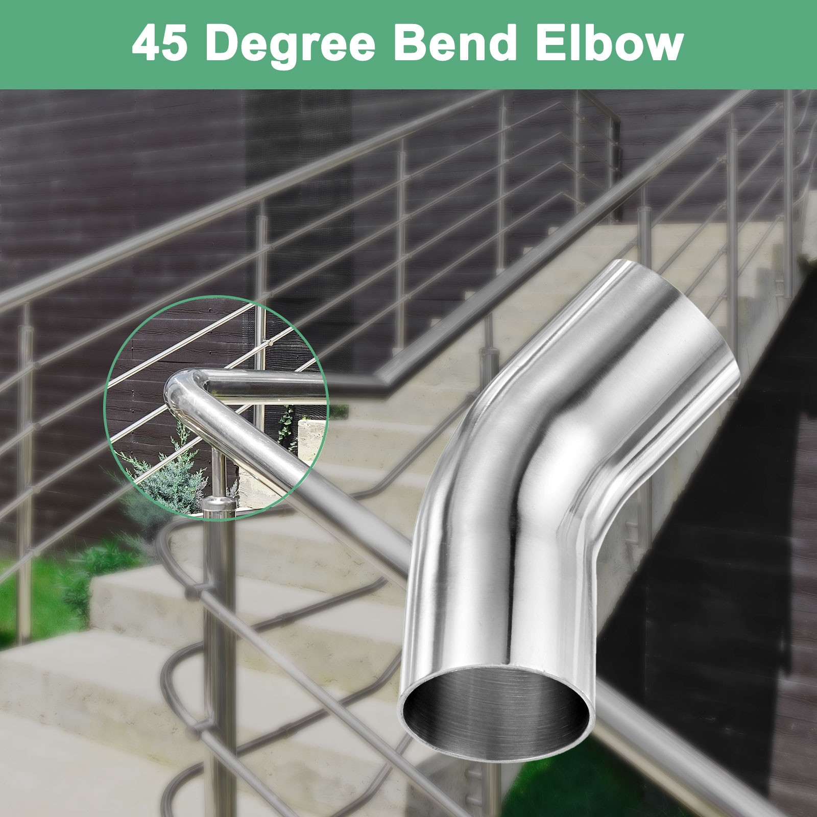 OD 2.2 Inch 45 Degree Mandrel Bend Elbow, Thicken 2 mm Height 155 mm