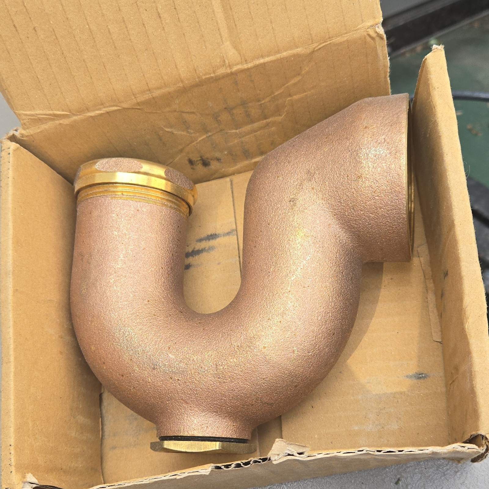 Everflow NY Trap 2 in x 1-1/2 in Rough Brass w/ Cleanout for Sink MPN 2112