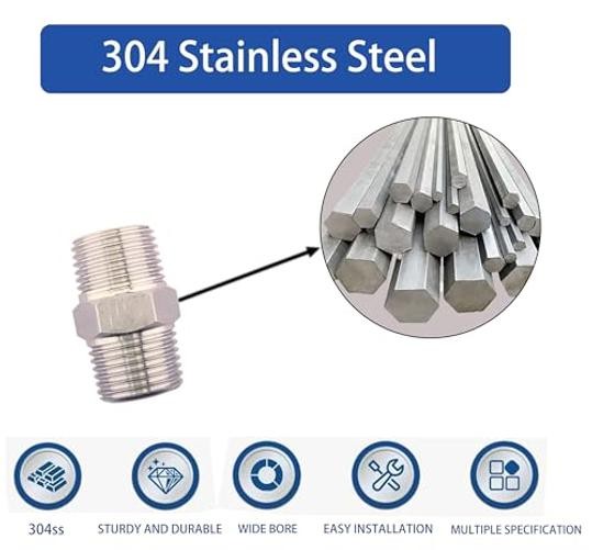 1″ x 1″ Male NPT Threaded Hex Nipple Pipe Fittings | 304 1″ x1″MNPT pack of 2