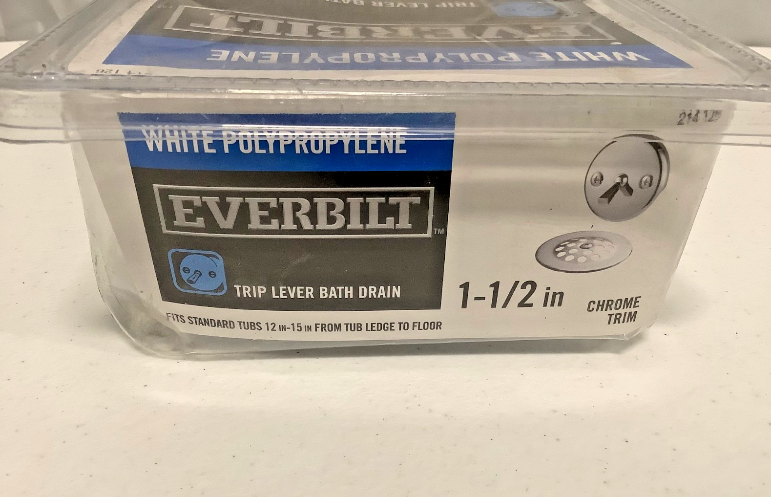 Everbilt Trip Lever 1 1/2″ White Poly Pipe Bath Waste & Overflow Drain Chrome