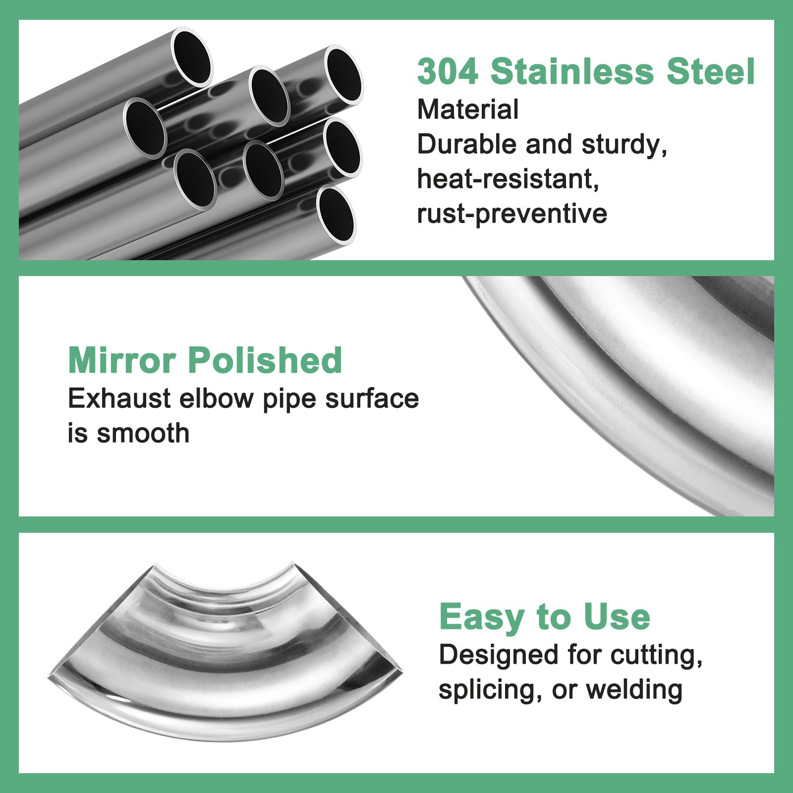 OD 3.5 Inch 90 Degree Mandrel Bend Elbow, Thicken 2 mm Height 140 mm