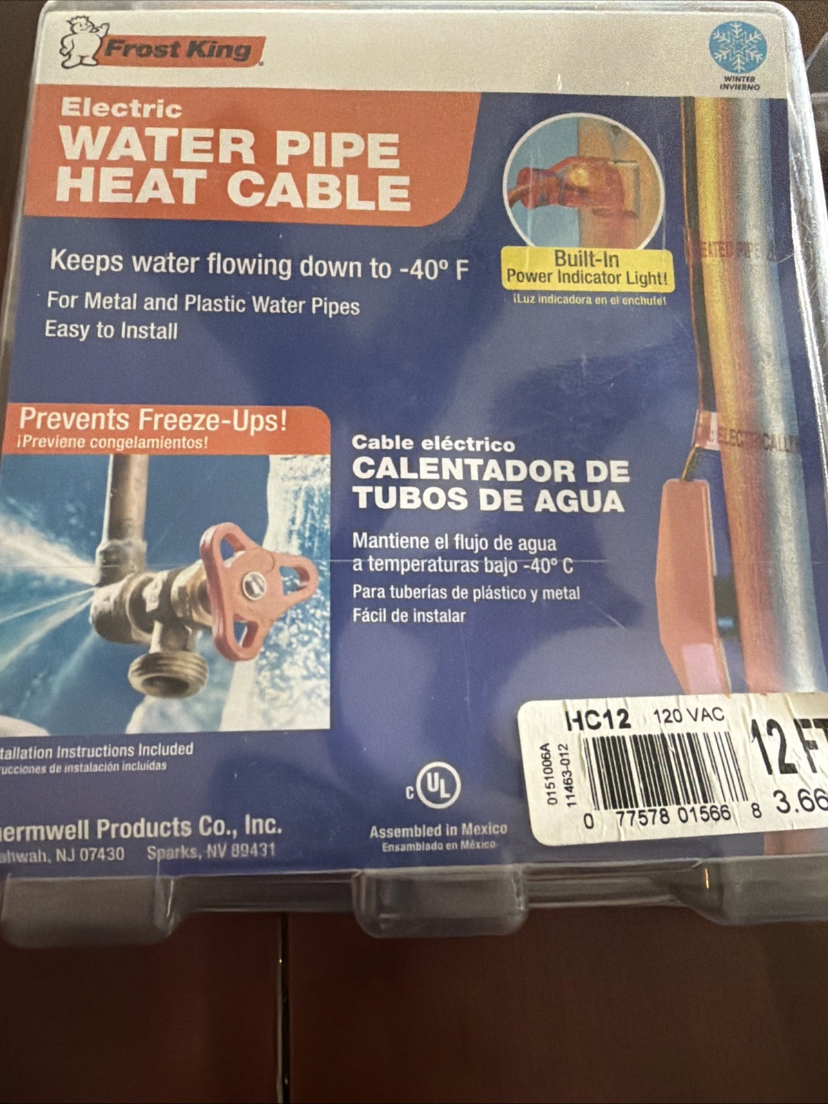 Frost King 12 ft. Electric Heat Cable Kit HC12A New In Box