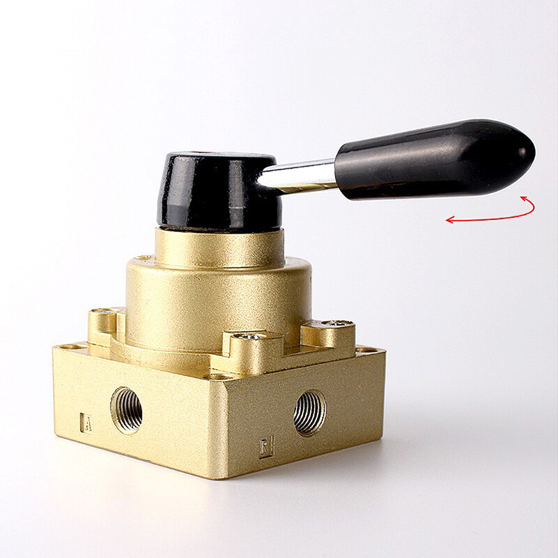 HV-02/03/04 Pneumatic 3-Position 4-Way Air Rotary Lever Hand Valve G1/4 3/8 1/2
