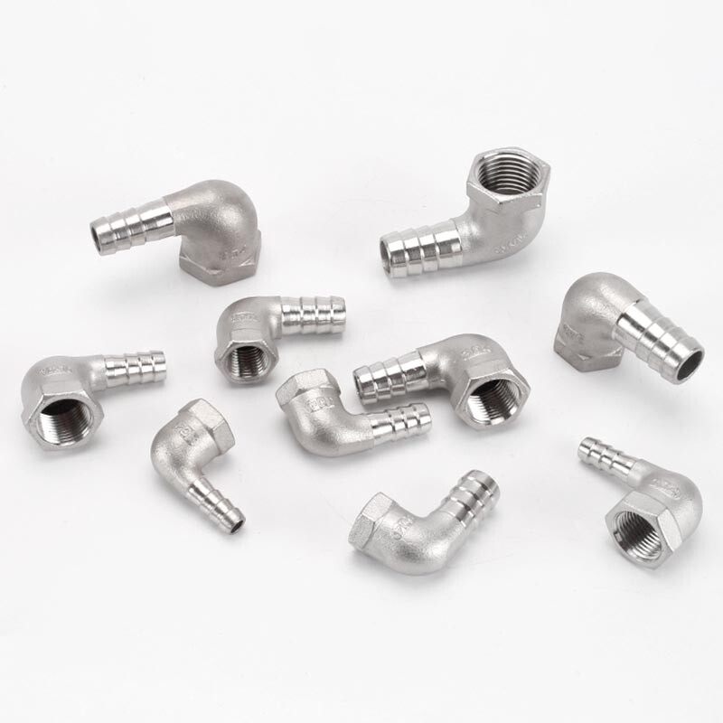 Stainless Steel Female Fitting x Barb Hose Tail End Elbow Connector 1/4″ – 11/2″