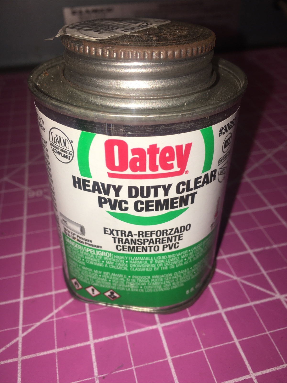 OATEY 30863 Clear Solvent Cement, Heavy Bodied, PVC, 8 oz, 29FH97
