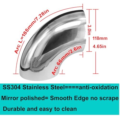 3″ 90 Degree SS304 Mandrel Bend Elbow (4 Pack) – Stainless Steel 3in 4 Pack