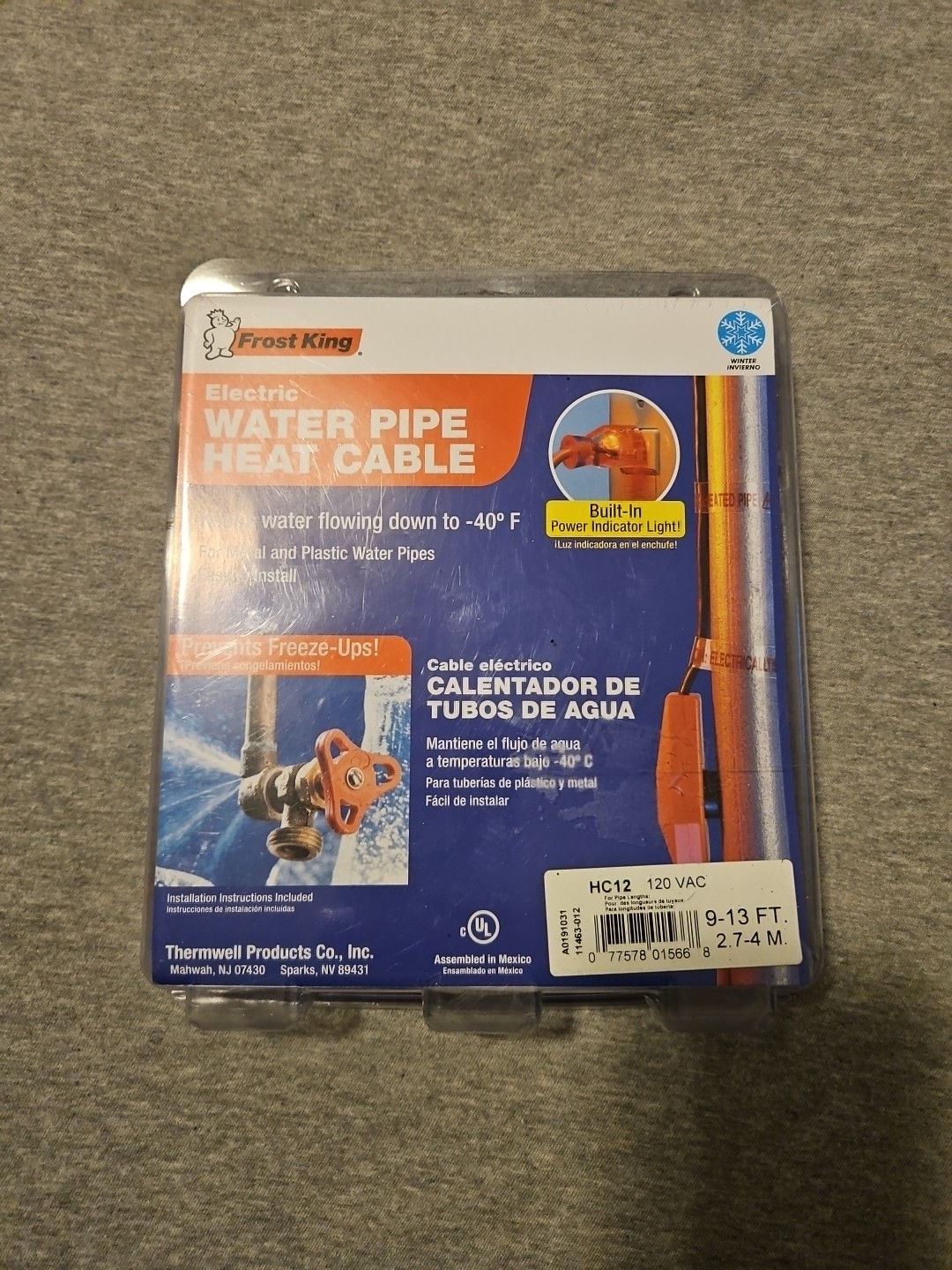 Frost King Electric Water Pipe Heat Cable, NEW In Package