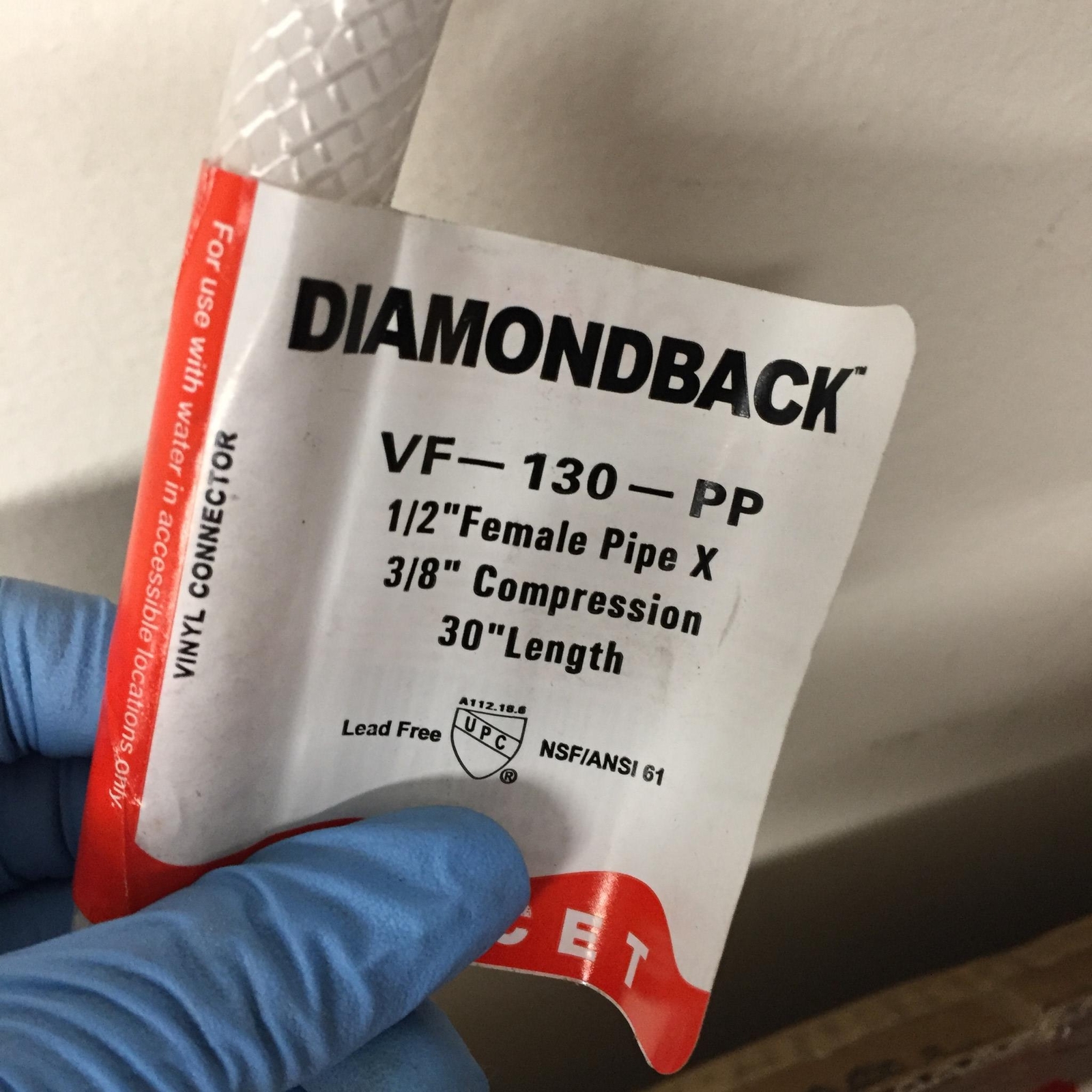 25 VF-130-PP Diamondback Faucet Connector 1/2″ Female Pipe X 3/8 Compression 30″