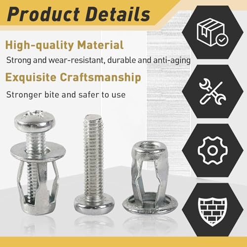 20Pcs M4 x 20 Hollow Door Anchor Set, Metal Cavity Fixing M4 x 20(8*16MM)