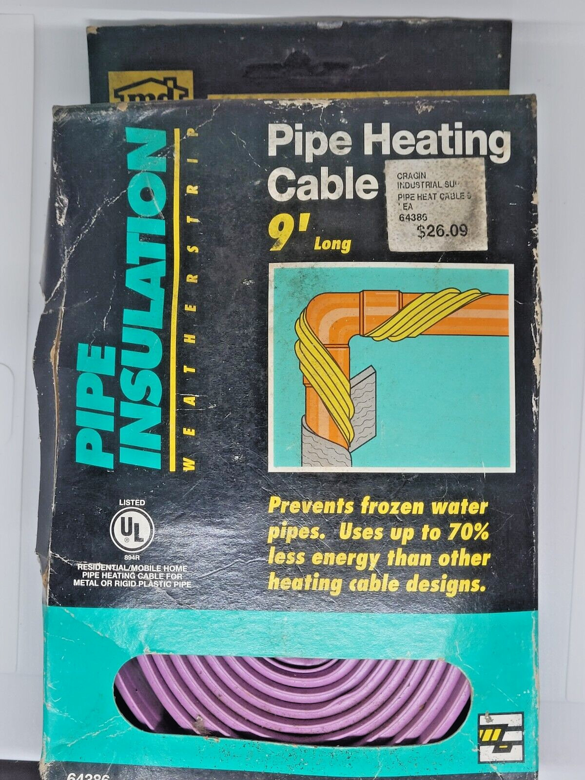 md 64386 Electric Pipe Heating Cable 9′ – NEW OLD STOCK Made In USA BB13-803