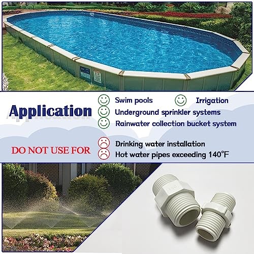 4PCS 1″ PVC Pipe Fitting Hex Nipple G1 Male X G1 Male Coupling G1 x G1 4pcs