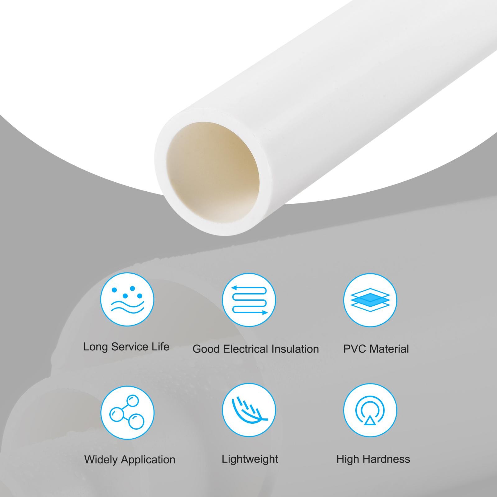 PVC rigid round tube 16mm ID 20mm OD 500mm white high impact 3pcs