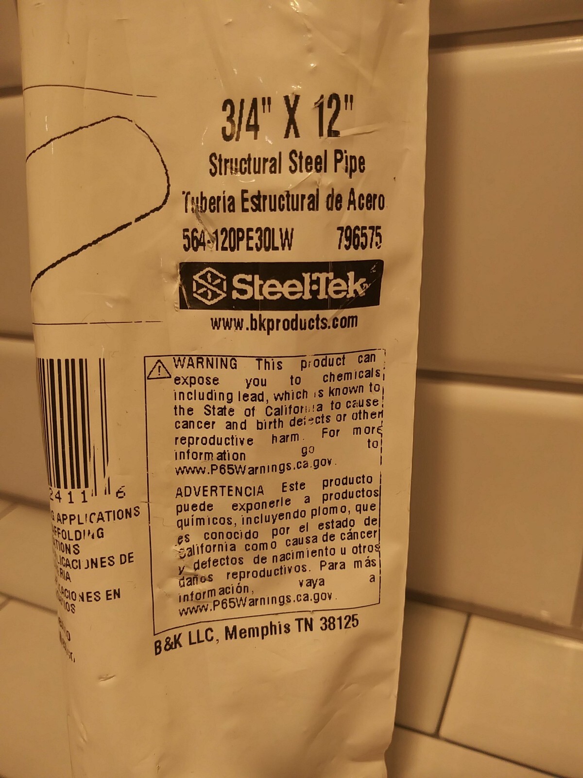 Steel-Tek 3/4″ x 12″ Structural Steel Pipe 564-120PE30LW Ships FREE