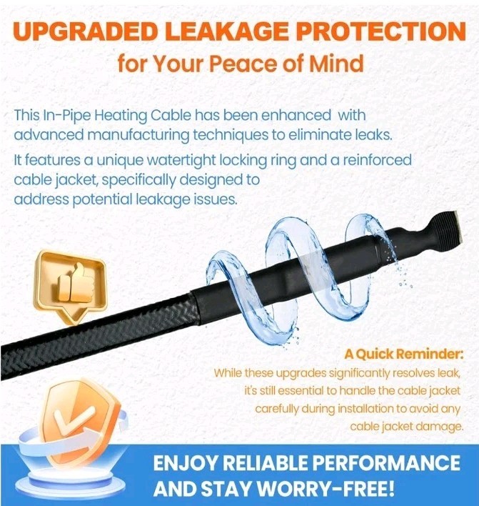 Self-Regulating Heat Cable for Freeze Protection in Pipes 50′