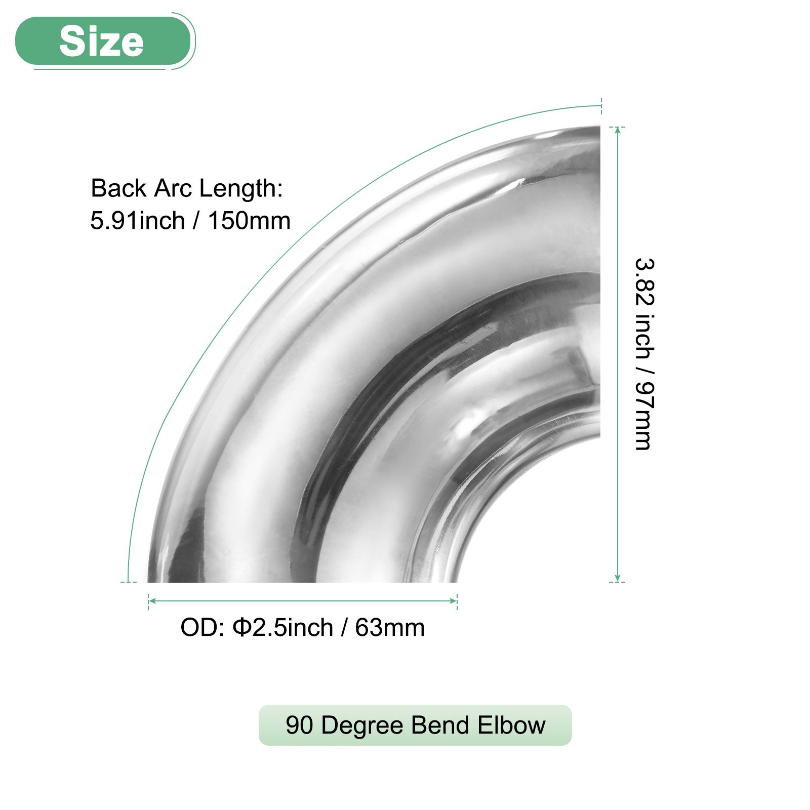 4-Pack OD 2.5 Inch 90 Degree Mandrel Bend Elbow, Thicken 1.5 mm Height 97 mm