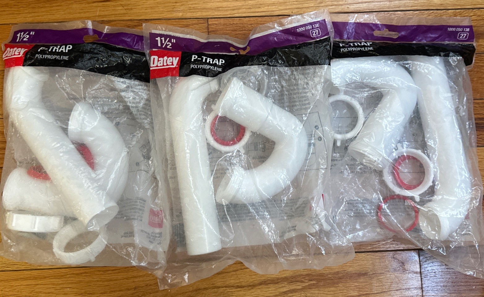 Lot of 3 1-1/2 in. White Plastic Sink Drain P- Trap