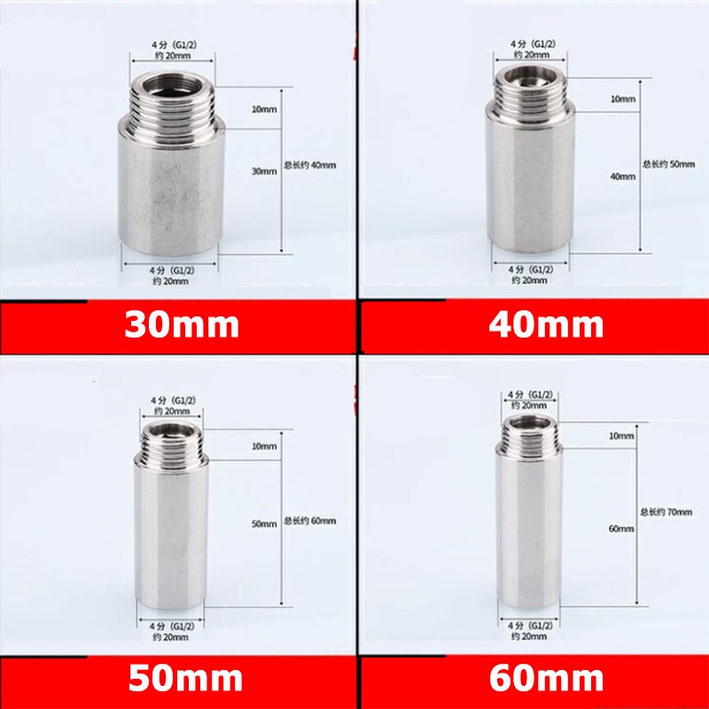 1/2″ BSP Stainles Steel Brass Chrome Radiator Valve Extension 10mm-60mm Length