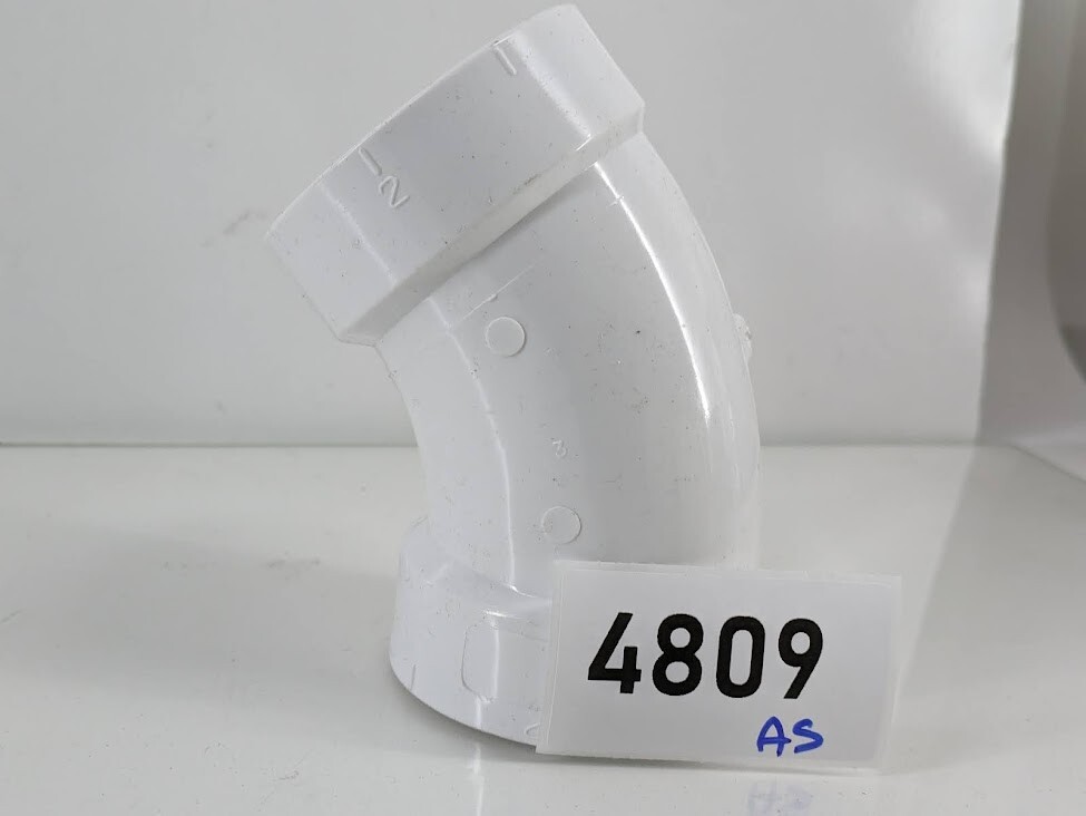 NIBCO 2 in. PVC DWV 45-Degree Hub x Hub Elbow Pipe Fitting – White C4806HD2