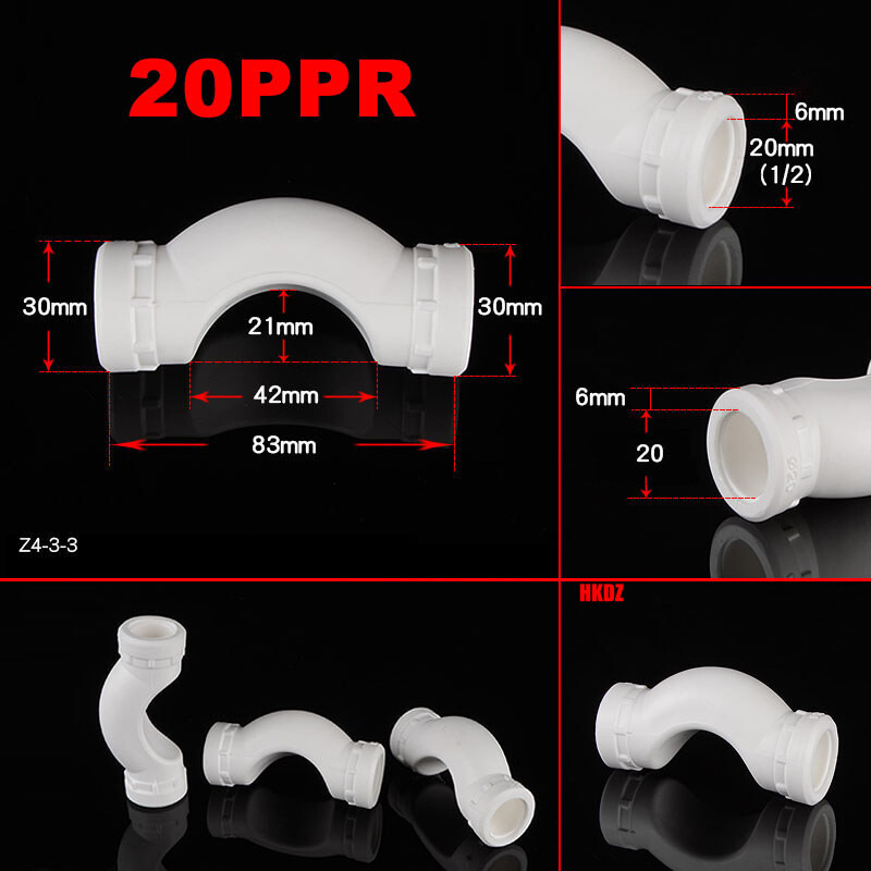 20~63 PPR Connector Water Pipe Tube Fittings Bridge Elbow Bend Melt Parts Tools
