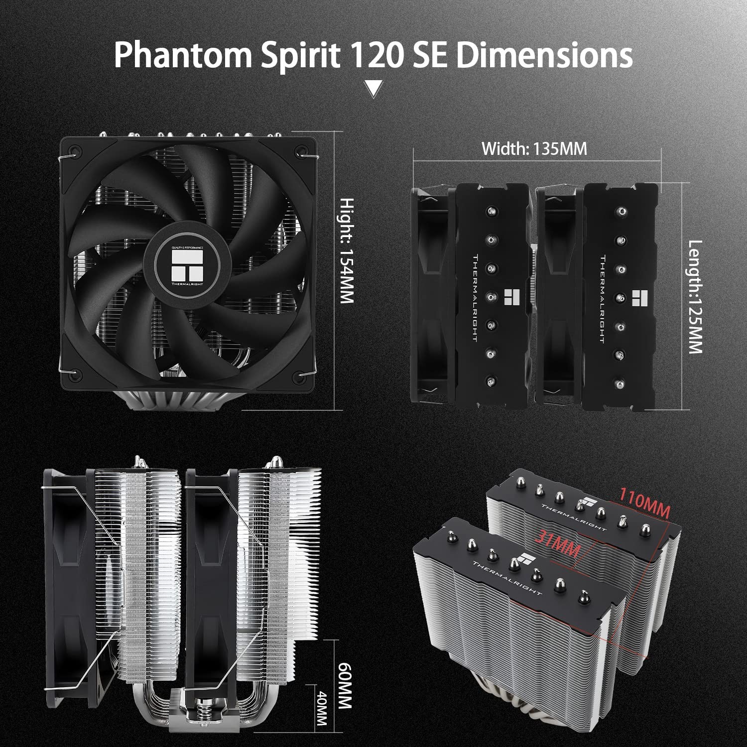 Thermalright Phantom Spirit 120SE CPU Air Cooler, 7 Heat Pipes CPU Cooler,Dual 1