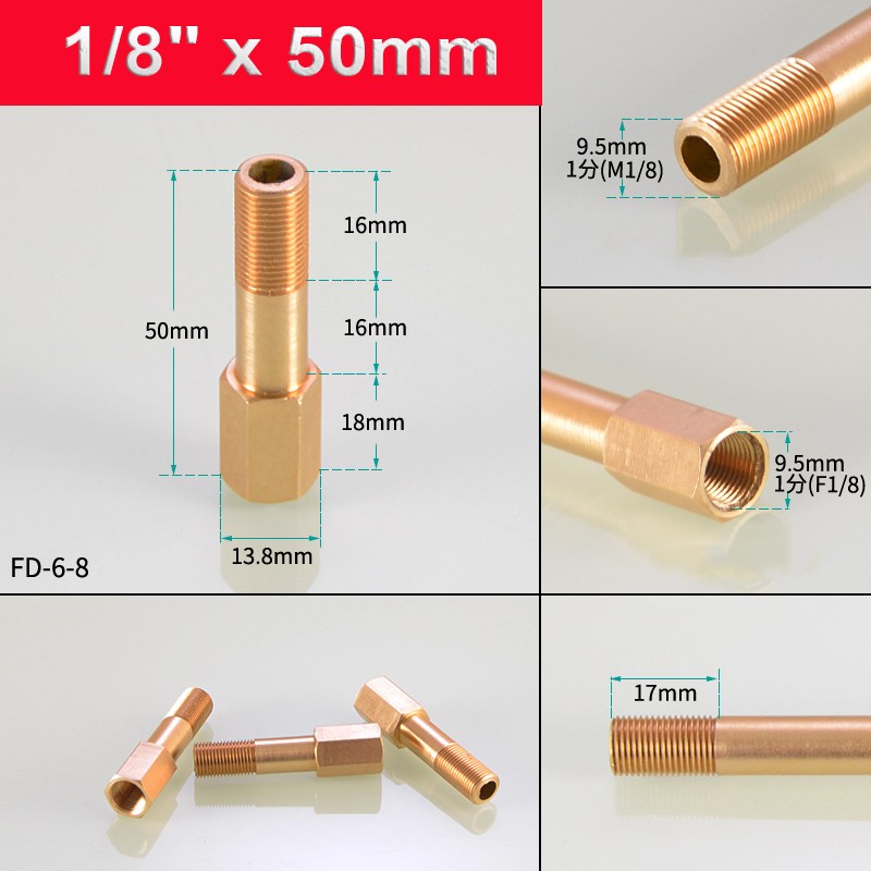 BSP Male/Female Brass Tap Thread Extension Connectors Fittingds 1/8″ 1/4″ 3/8″