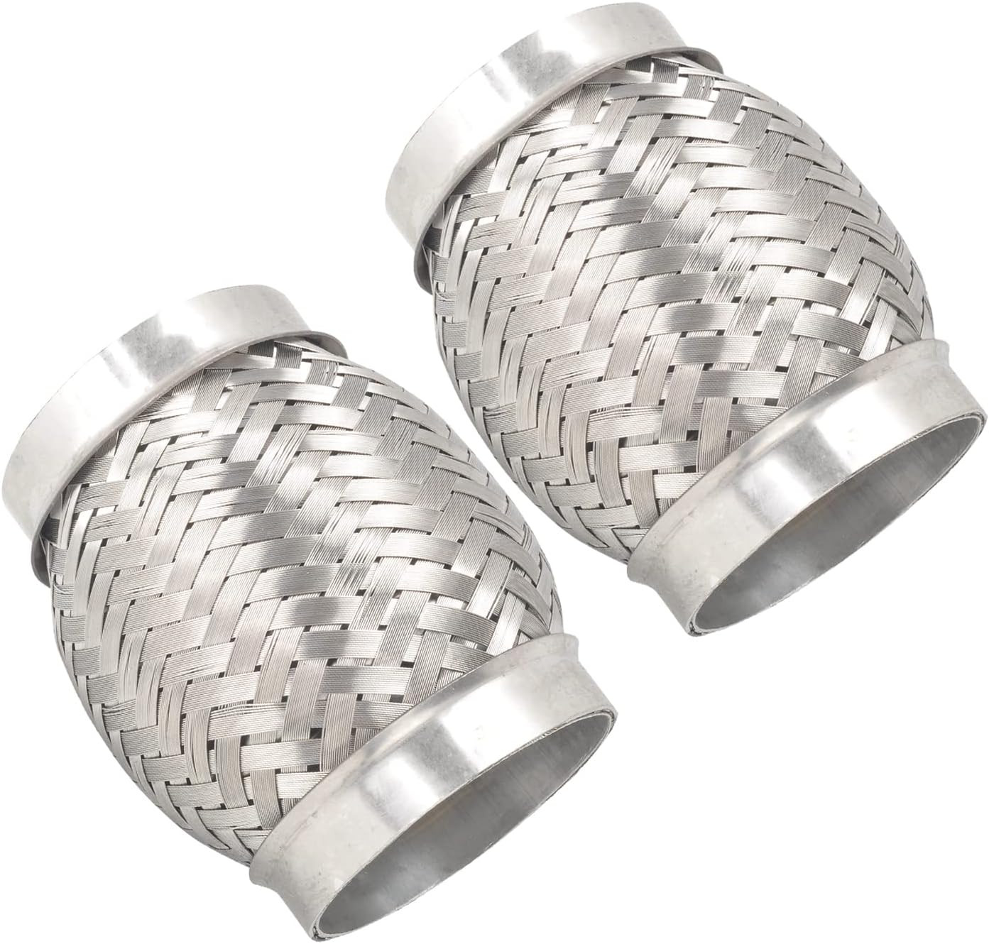 2PCS Exhaust Flex Pipe Stainless Steel Double Braid Long Heavy Duty 3”Inch X 4′