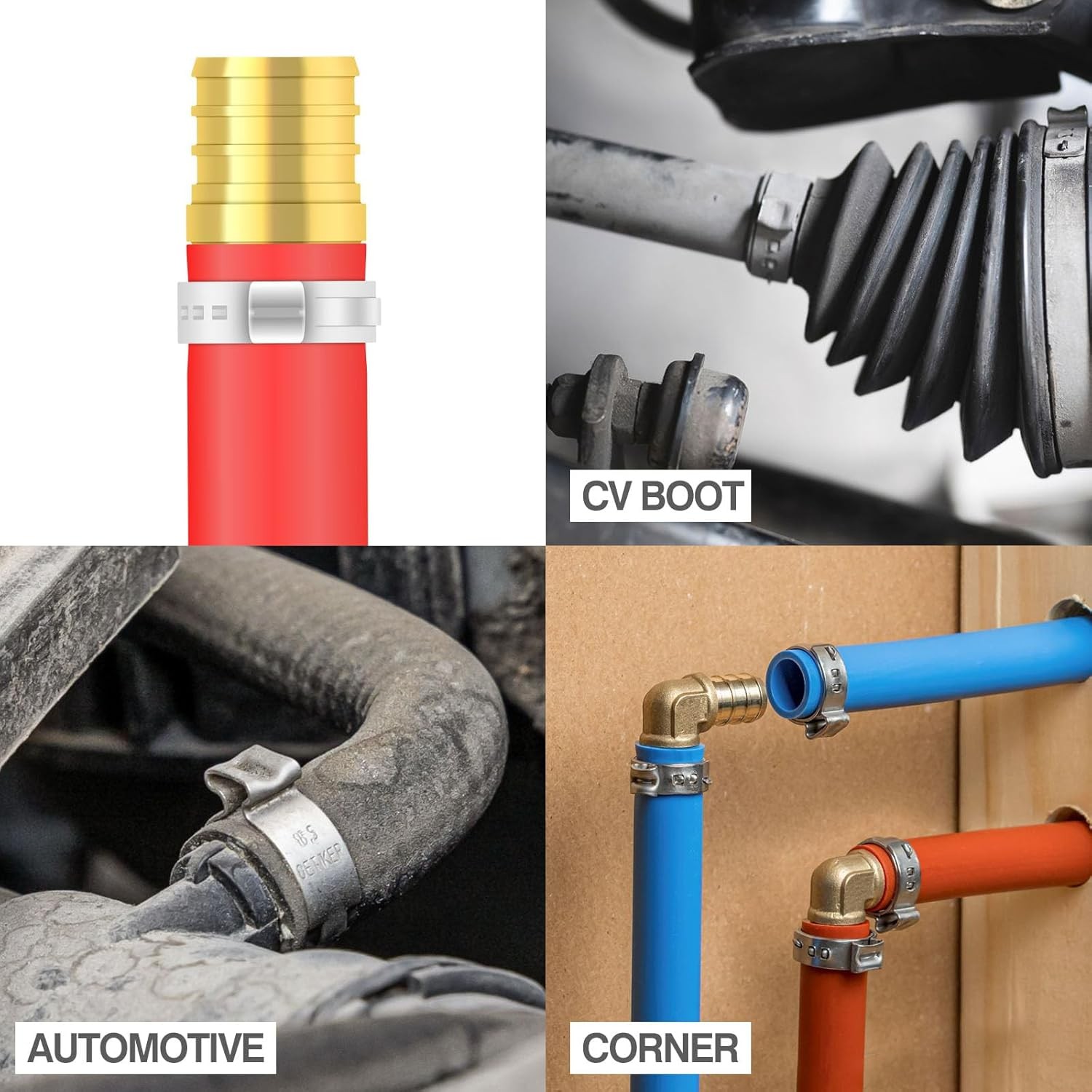 PEX Clamp Tool Kit w/ Rings & Tubing Cutter for 3/8–1″ PEX Cinch & Removal Tool