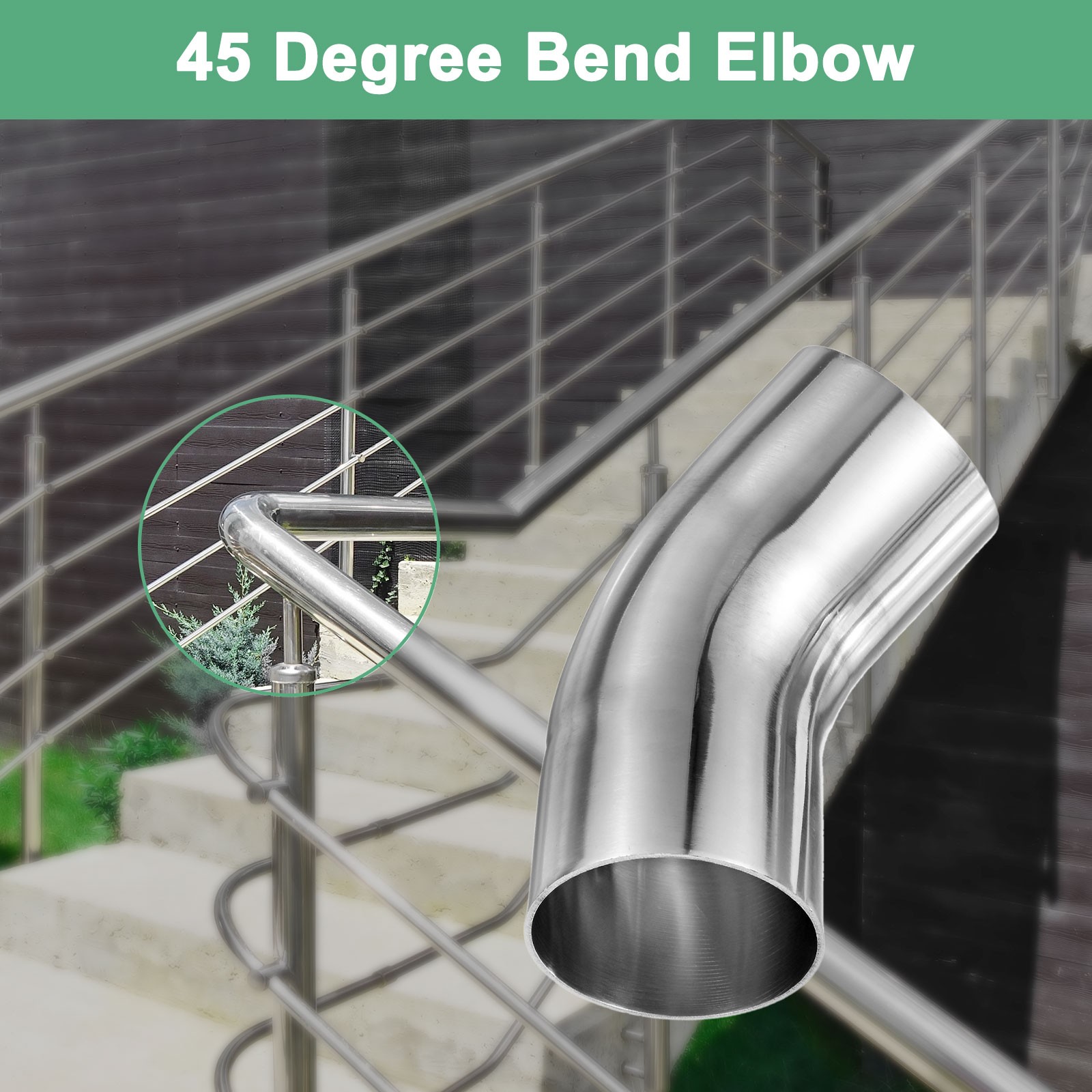 OD 2.8 Inch 45 Degree Mandrel Bend Elbow, Thicken 2 mm Height 165 mm