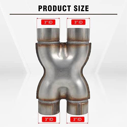 T409 Stainless Steel X Pipe 3” Inch ID Dual to 3” Inch ID 3″ Dual to 3″ Dual