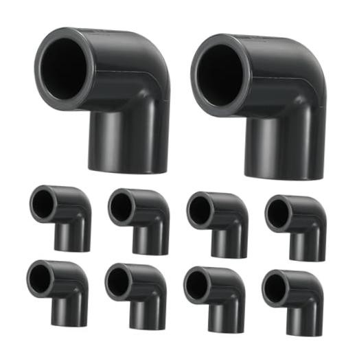 Pcs 3/4″ 90° Elbow PVC Fitting, SCH80 2-Way Furniture Grade 3/4″-SCH80 10 Gray
