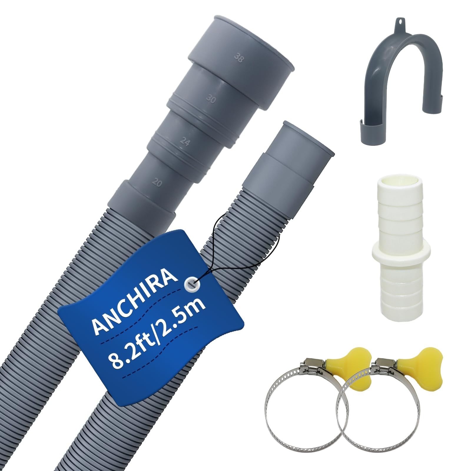 8.2 FT Washing Machine Drain Hose, Flexible Dishwasher Drain Hose Extension K…