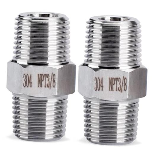 3/8″ Male to 3/8″ Male NPT Hex Nipple Pipe Fittings, 2 3/8″ Male x 3/8″ Male