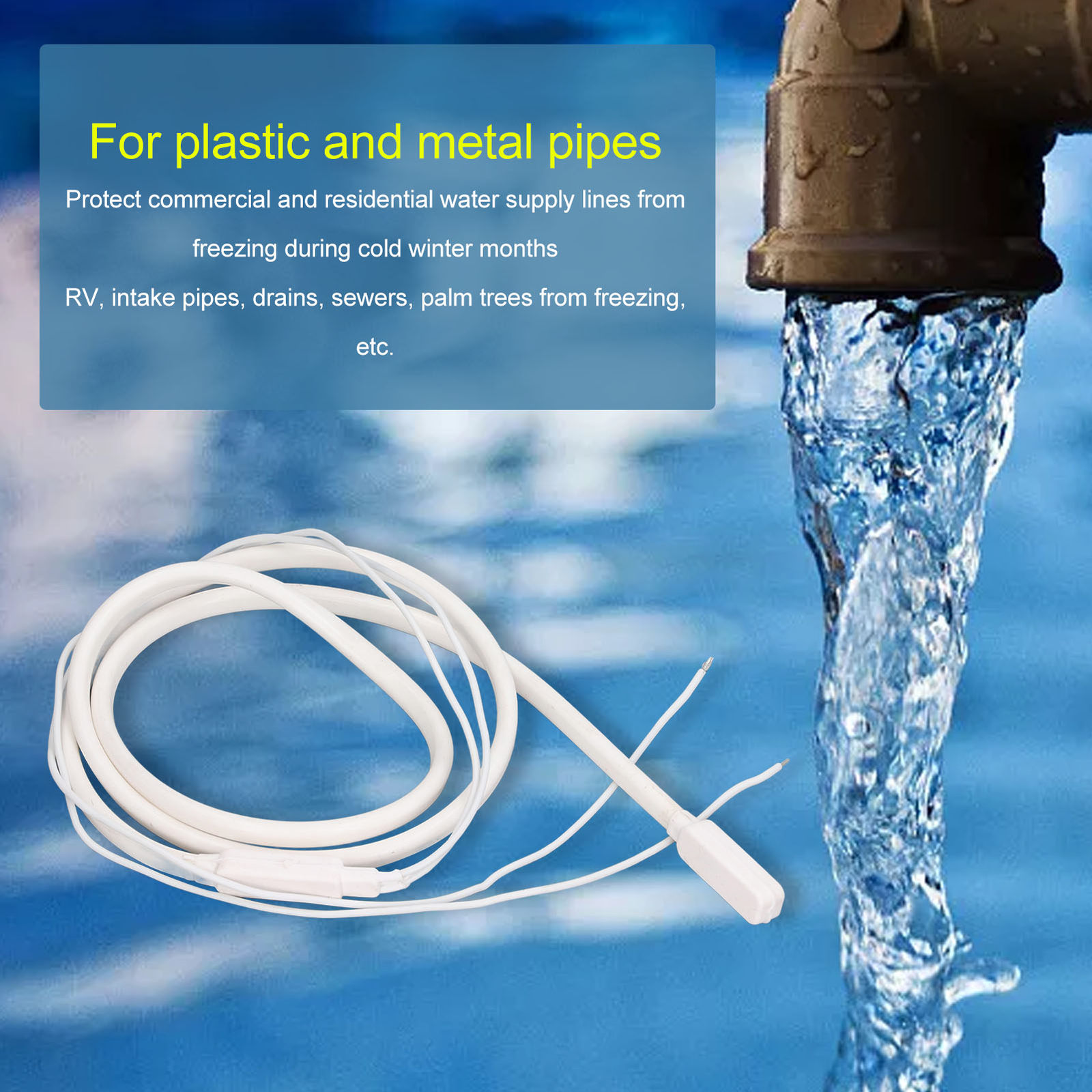 Pipe Heat Cable Home Water Freeze Protection Self Regulating Waterproof 1m 40W