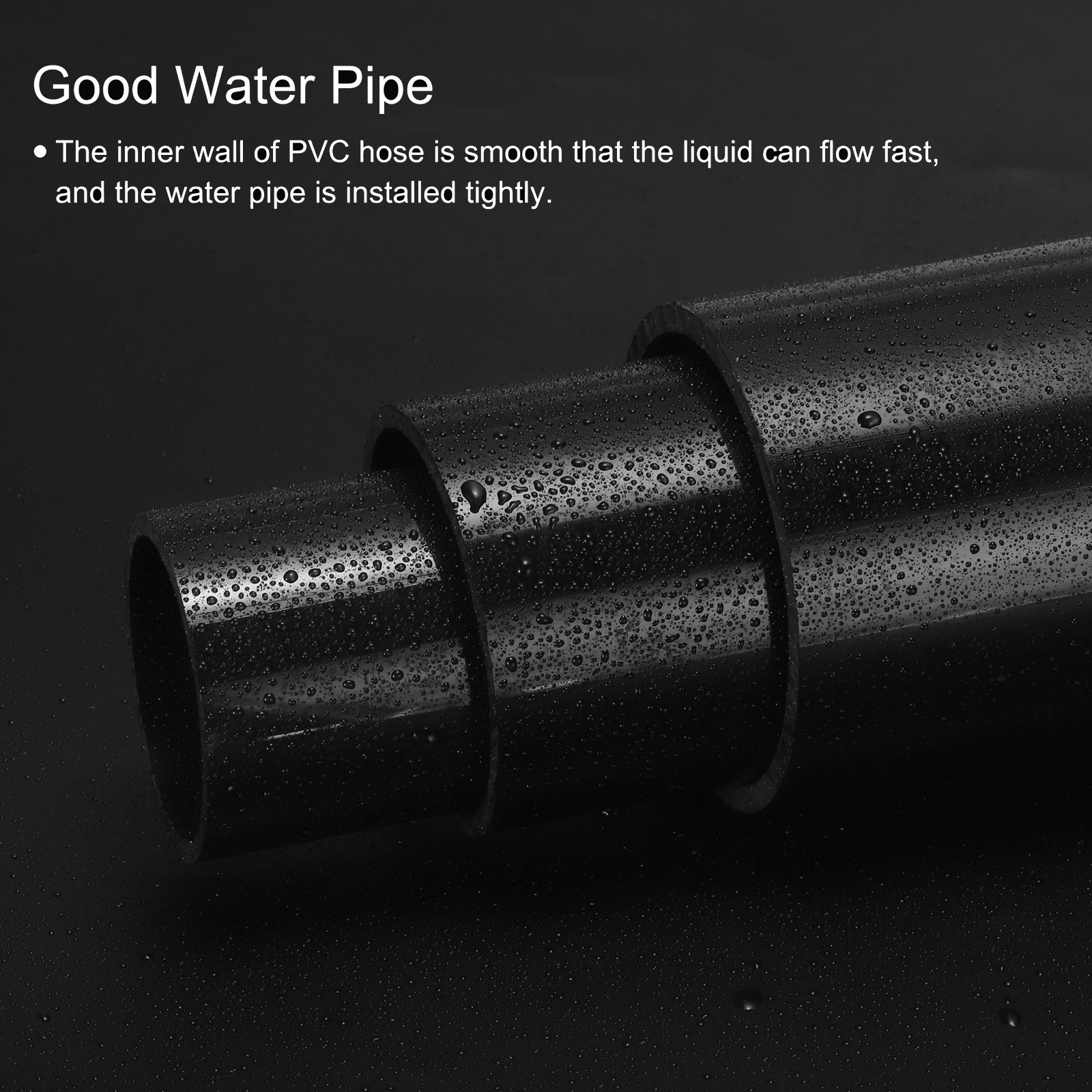 PVC Rigid Round Pipe 57mm ID 63mm OD 500mm Black High Impact