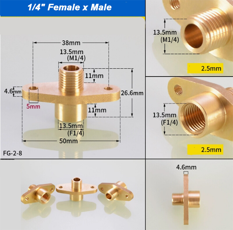 BSP Female/Male Thread Flange Fixed Type Brass Pipe Fittings Connector Adapter