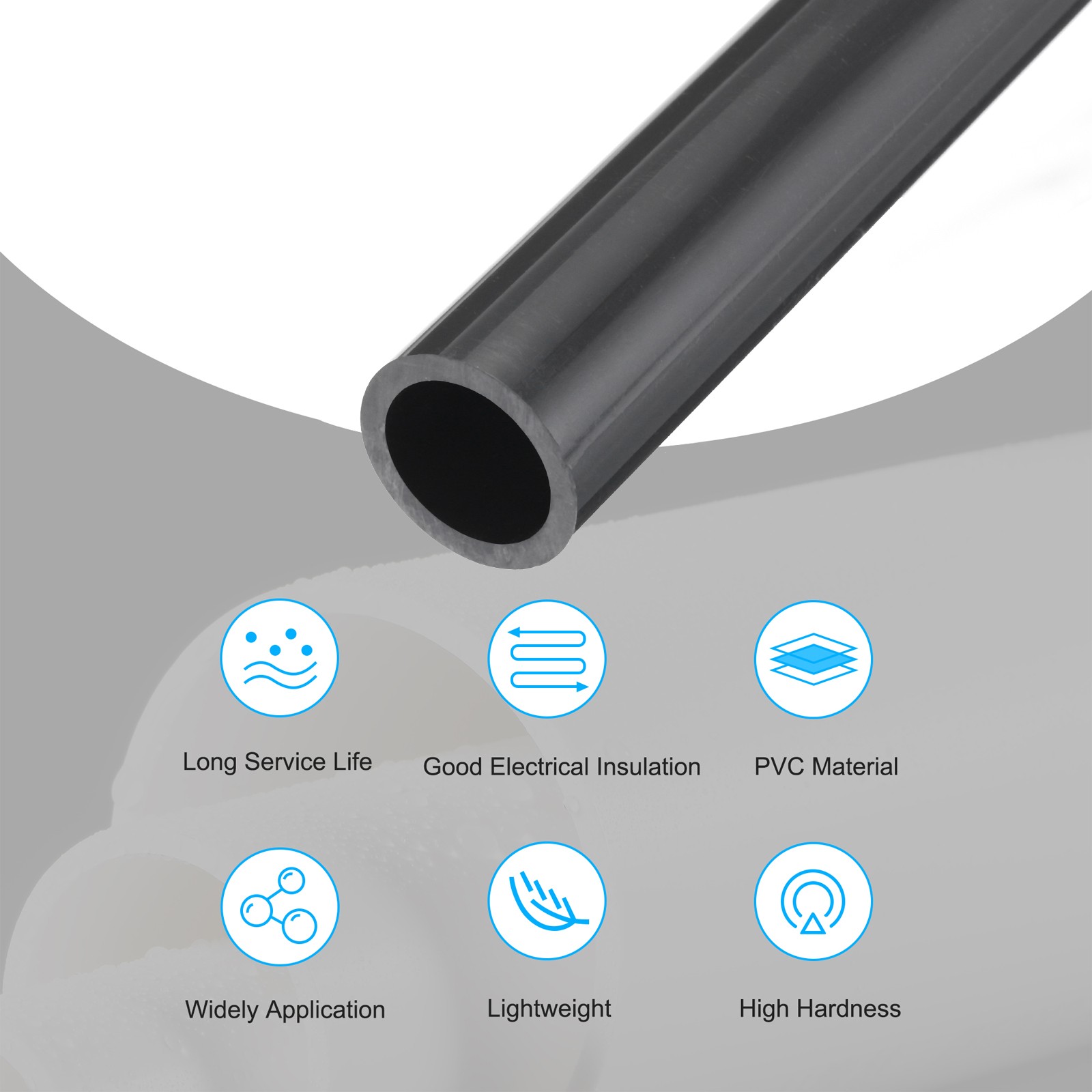 PVC Rigid Round Pipe 24.8mm ID 32mm OD 500mm Dark Grey High Impact