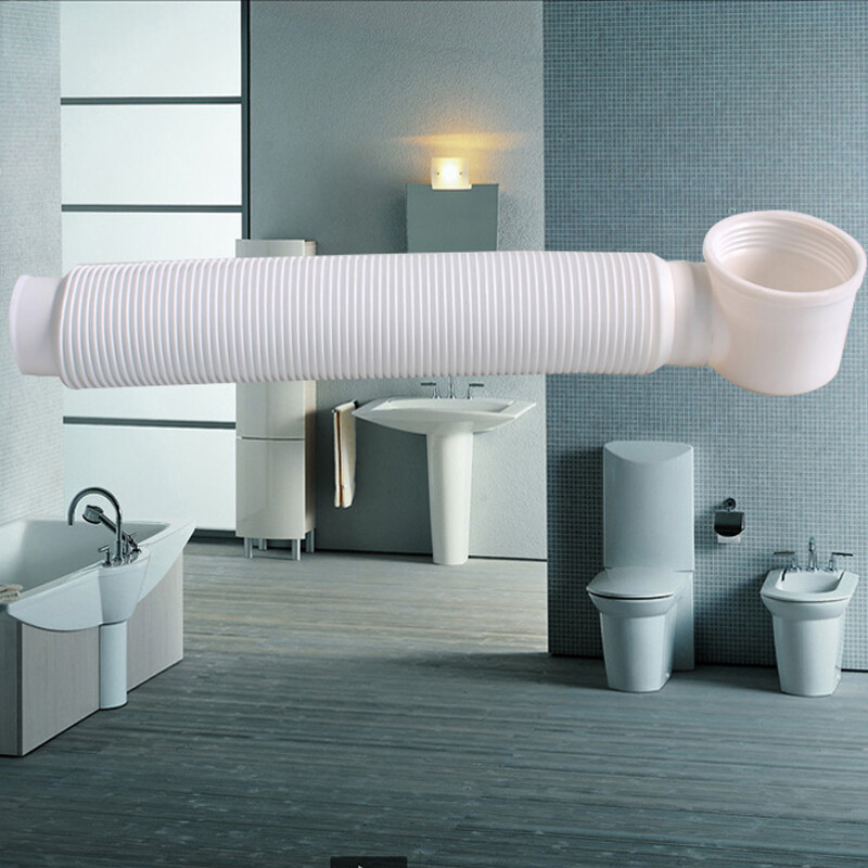 Bathtub Drain Tube Plastic Waste Pipe Home Bathroom Kit Replacement Retractable