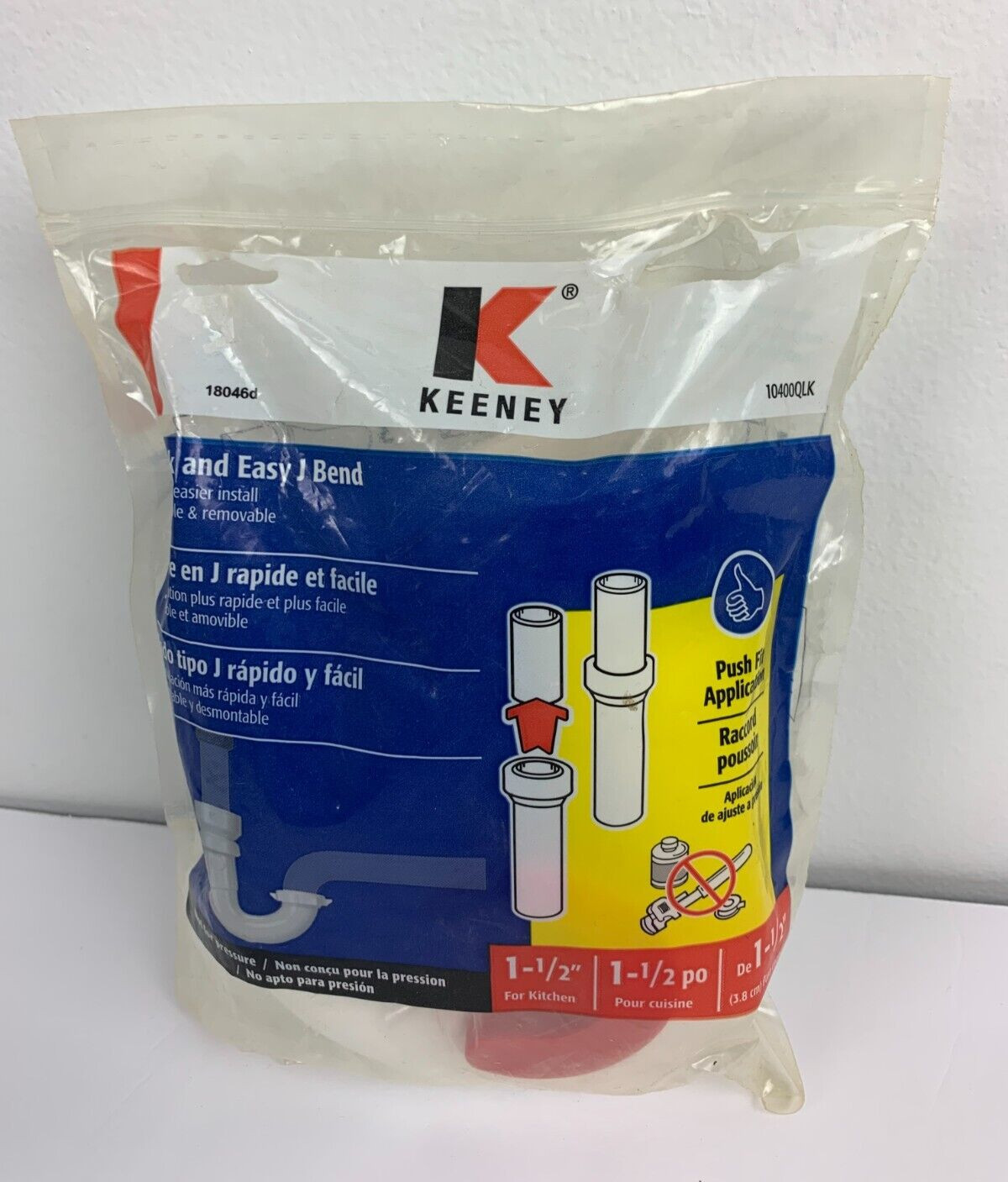 Keeney Kitchen J Bend Plumbing Pipe Quick Easy 10400QLK Push Fit 1 1/2″ NEW