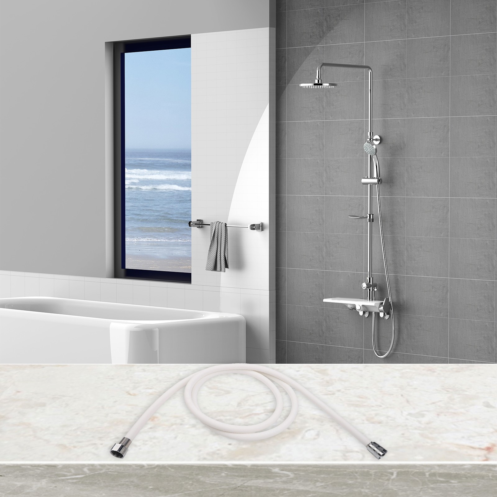Powerful Water Flow High Pressure Silicone Hose for Shower Head Faucet Tap